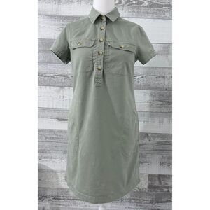 Vineyard Vines Dress Green Denim A-Line Shirtdress Pockets Short Sleeve Womens 6